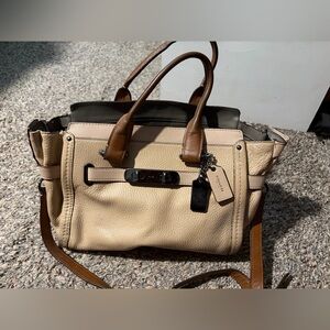 Coach Beige and Brown Leather Satchel